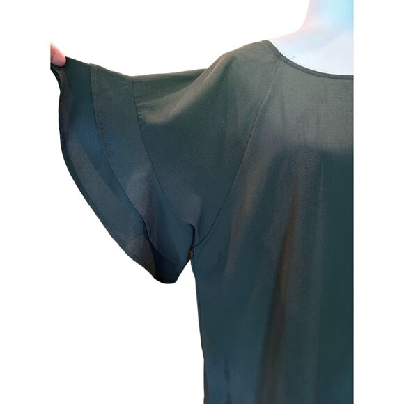 Umgee  Women's Ruffled Sleeve Blouse Medium‎ Green Polyester - Picture 6 of 6